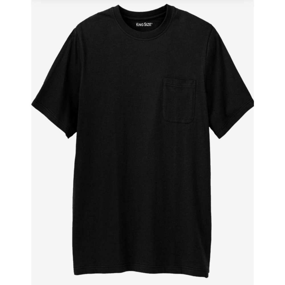 KingSize: Black Crewneck w/pocket 'Tall/5XL'